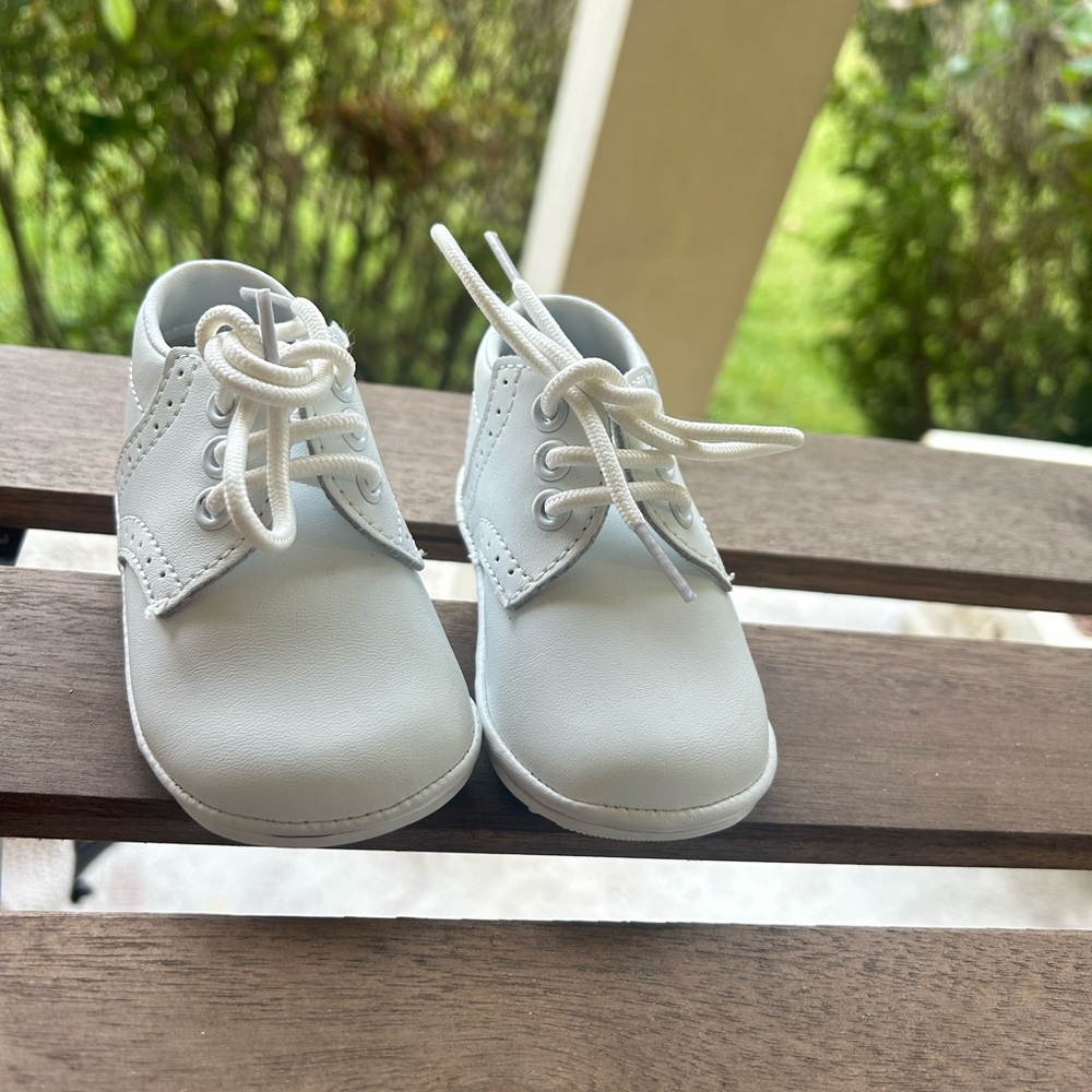 Angel Boy's White Leather Lace Up Shoe (Baby)